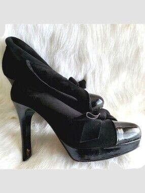 Guglielmo Rotta Dark Academia  Black Suede Heel Booties Size 7